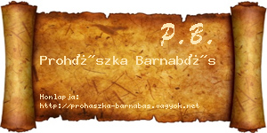 Prohászka Barnabás névjegykártya